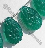 Green Onyx Carved Flat Pear