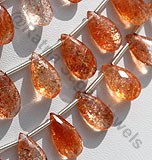 Sunstone Gemstone Flat Pear Briolette